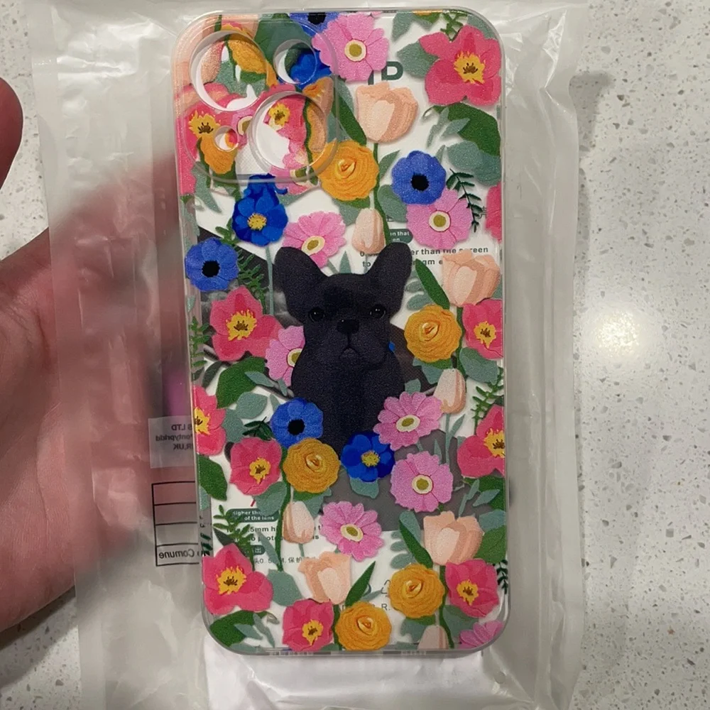 Frenchie Dog Floral Silicone iPhone 14 Case NEW